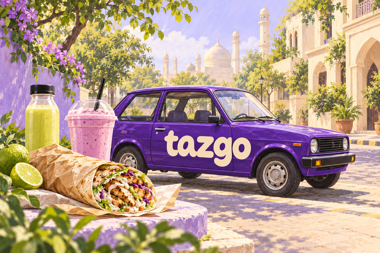 Illustrated purple Tazgo car concept